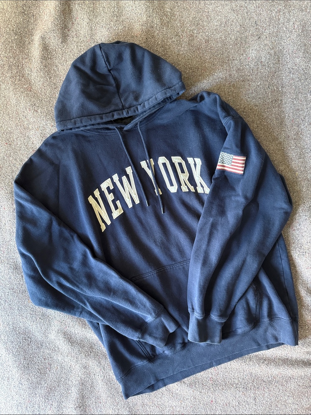 Brandy Melville Navy Pullover Hoodie with White Lettering